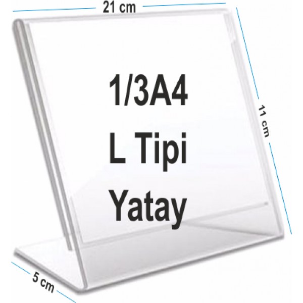 10,5cm x 21cm L Tipi Yatay Pleksi Föylük
