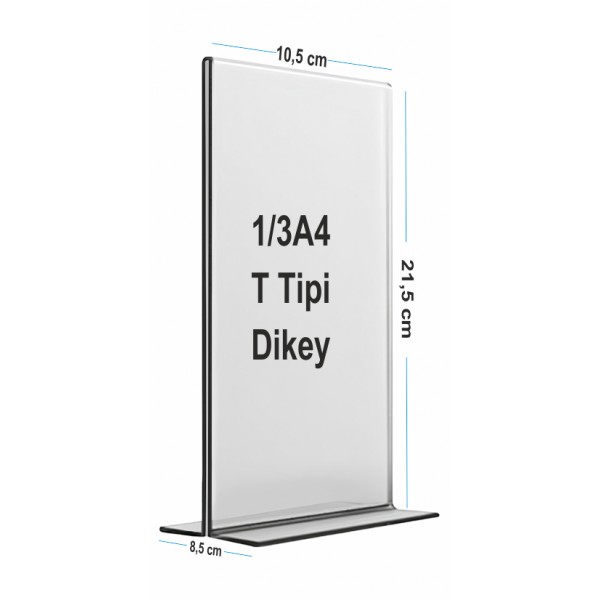 10,5cm x 21cm T Tipi Dikey Pleksi Föylük