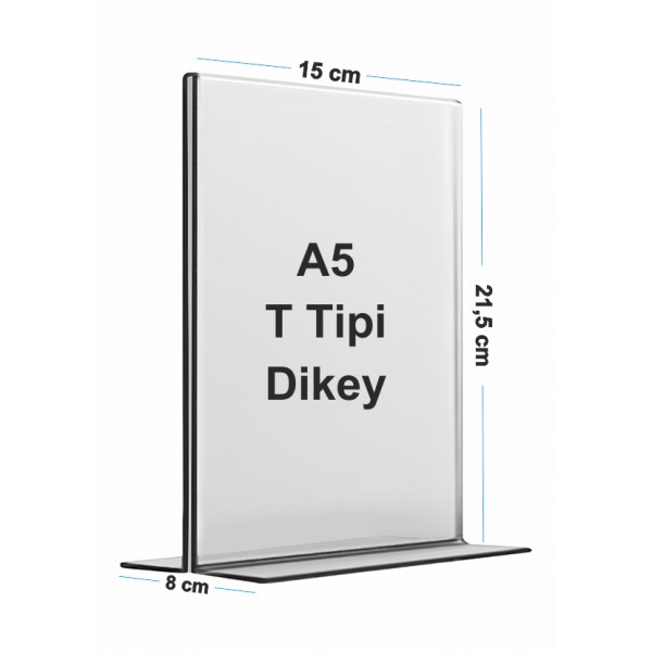 A5 T Tipi Dikey Pleksi Föylük 148mmx210mm