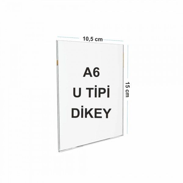 A6 U Tipi Dikey Pleksi Föylük 105mm x 148mm