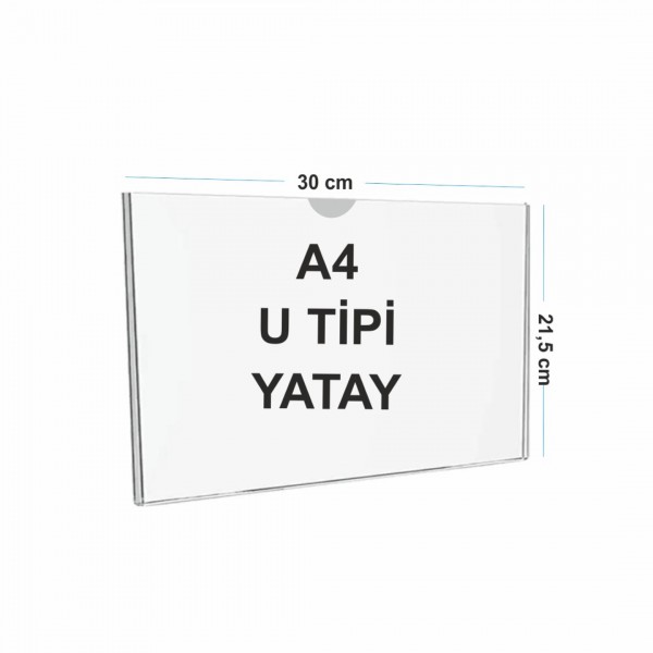 A4 U Tipi Yatay Pleksi Föylük 298mm x 210mm