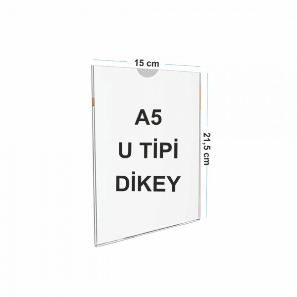 A5 U Tipi Dikey Pleksi Föylük 148mm x 210mm