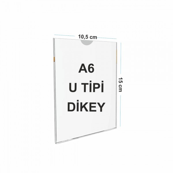A6 U Tipi Dikey Pleksi Föylük 105mm x 148mm